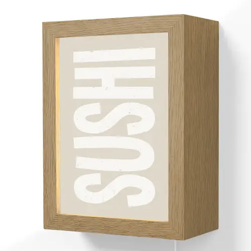 Sushi - Eten - Decoratie - Vintage Light Box met kabel (Wandlamp) klein -3d
