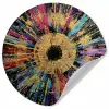 Explosie - Goud - Kleurrijk - Abstract Wandcirkel behangsticker klein -3d