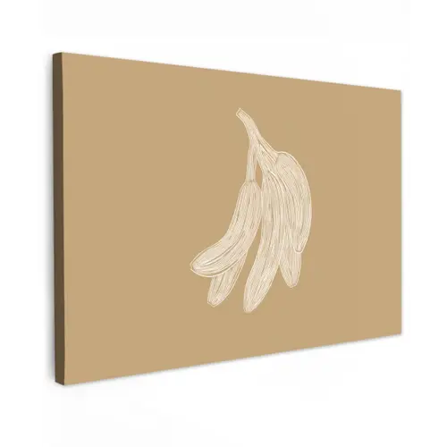 Bananen - Beige - Lijntekening - Minimalistisch canvas 2cm klein -z3d