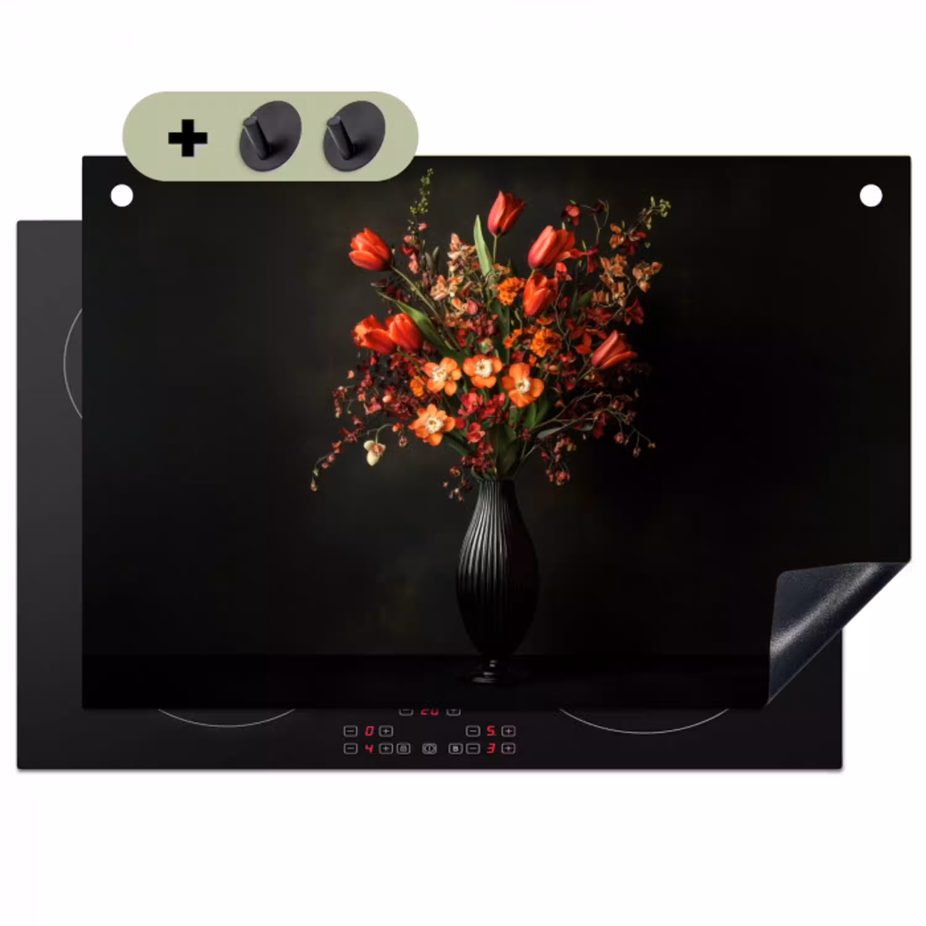 Bloemen - Takken - Boeket Inductie beschemer met haakjes klein -3d