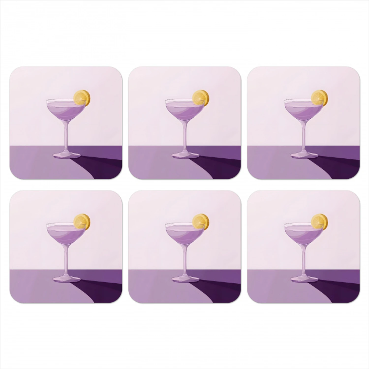 Cocktail - Paars - Minimalistisch - Citroen onderzetter kurk middel -3d