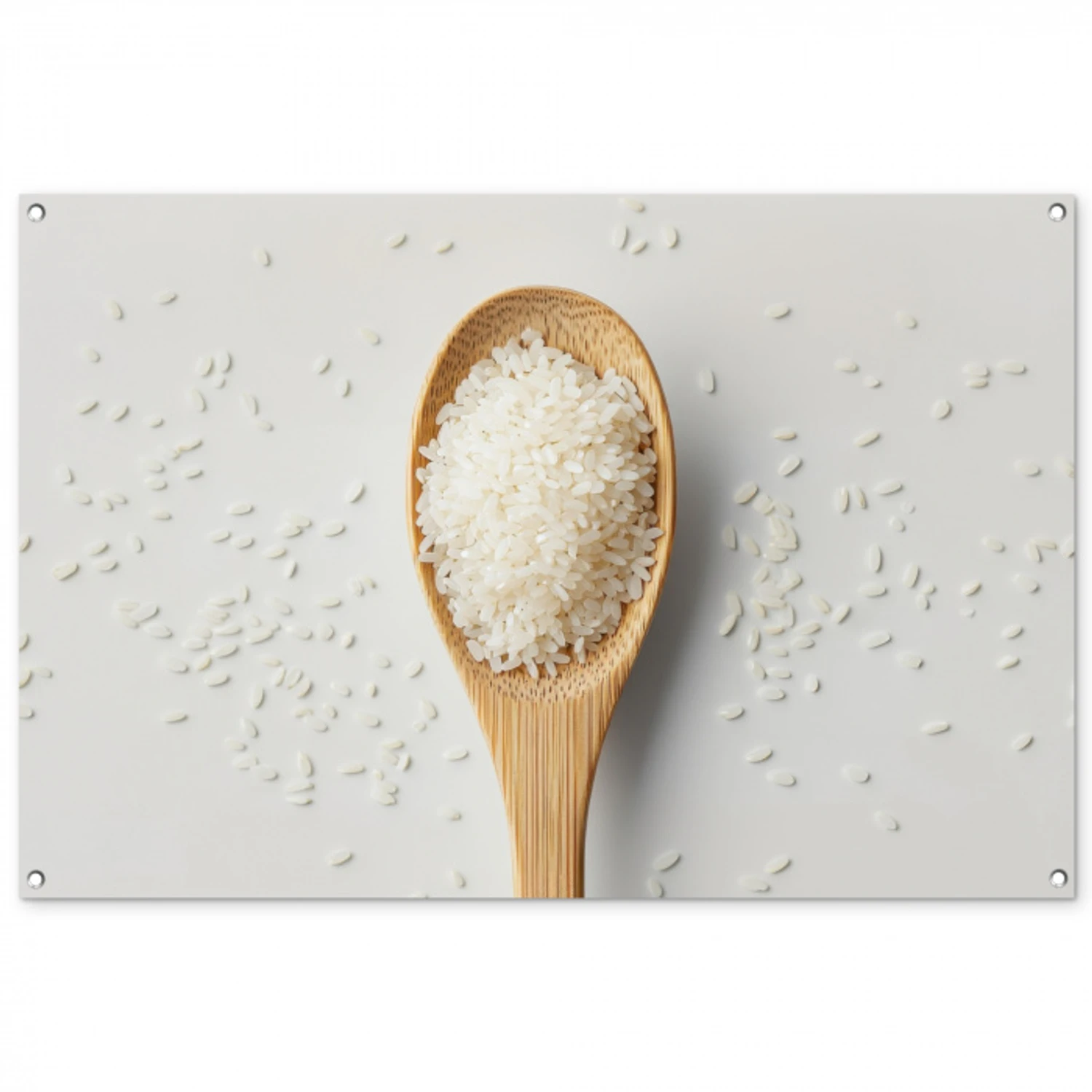 Hout - Lepel - Rijst tuinposter los doek groot -3d