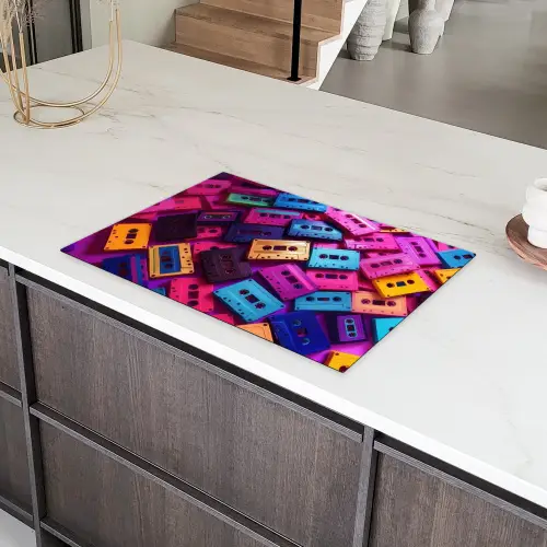 Cassetteband - Kleurrijk - Energiek Inductie beschermer vinyl 3mm klein -sfeer8