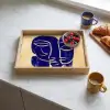 Okergeel - Blauw - Eenvoudige lijnen Dienblad Rechthoek middel -sfeer2