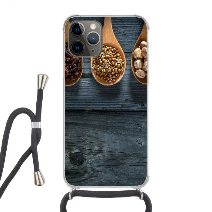 Kruiden - Lepels - Hout - Keuken - Specerijen - Industrieel Hoesje iPhone 12 Pro met koord klein -3d