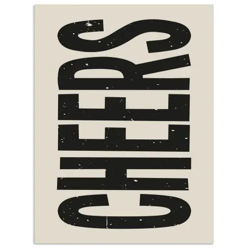 Cheers - Japandi - Zwart - Letters poster papier klein -3d