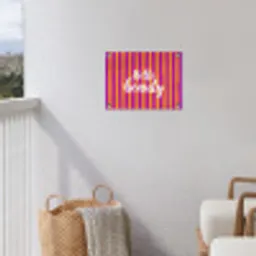 Modern - Hello - Oranje tuinposter los doek klein -sfeer8