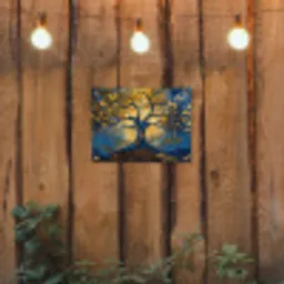Boom - Levensboom - Blauw - Goud tuinposter los doek klein -sfeer1