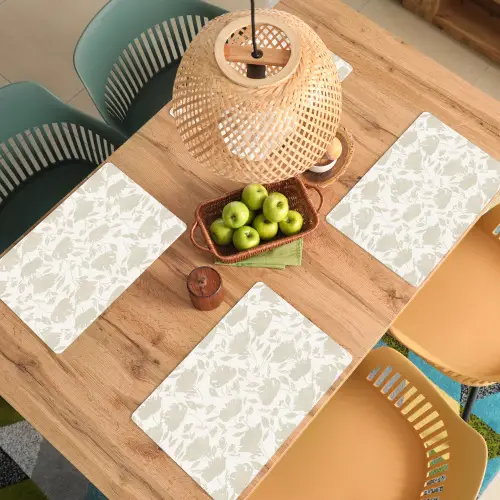 Bloemenpatroon - Silhouet - Wit Placemat vinyl groot 368 -zzsfeer5_Kitchenyeah-website