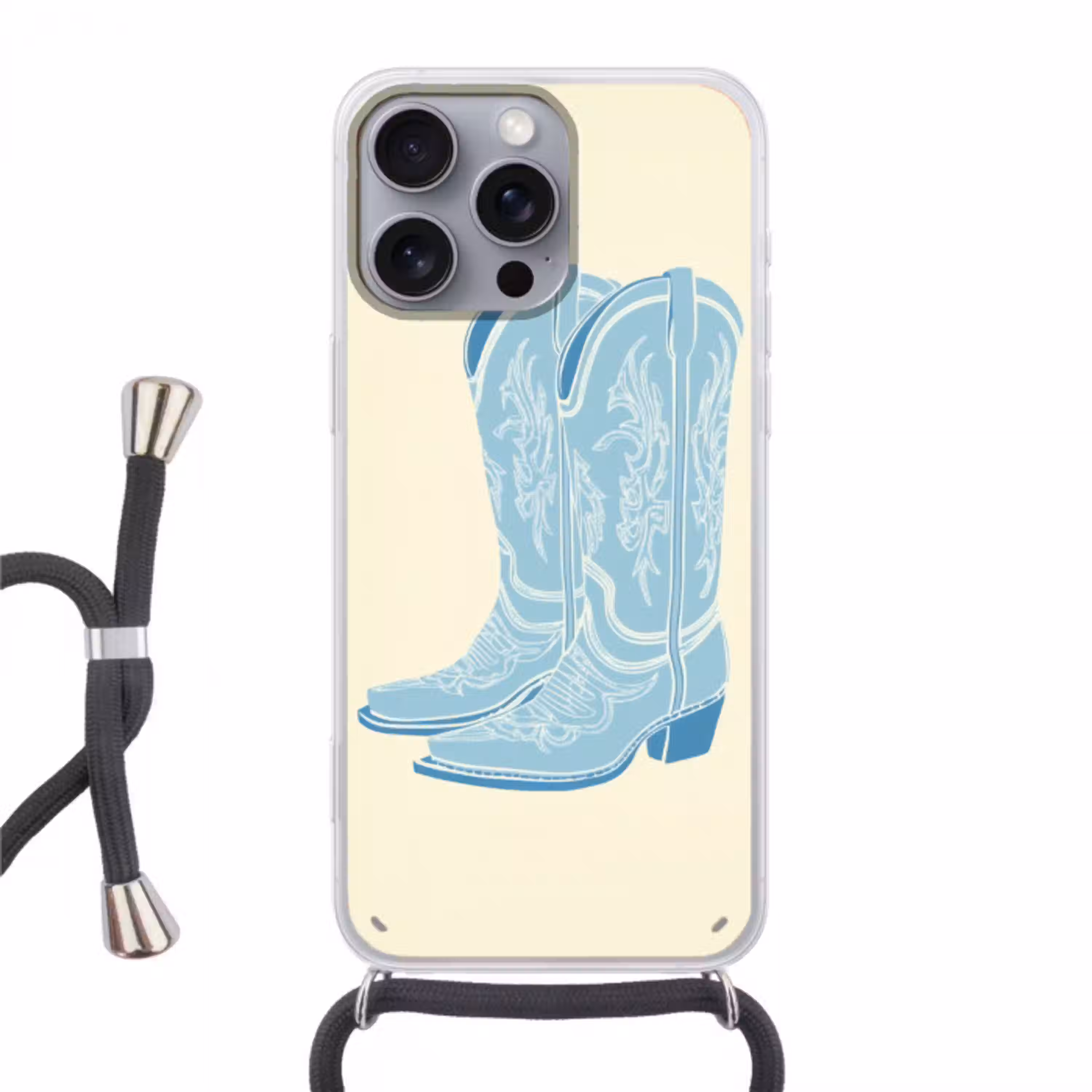 Illustratie - Cowboylaarzen - Patroon Hoesje iPhone 16 Pro Max met koord klein -3d