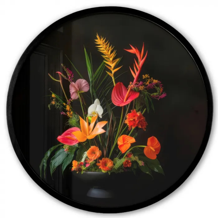 Schaal - Boeket - Bloemen Fotolijst rond zonder passe partout klein -3d