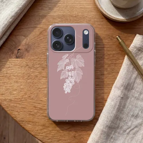 Tros - Druiven - Illustratie - Bladeren Telefoonhoesje iPhone 17 Pro klein -sfeer1