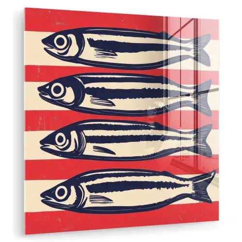 Sardines - Rood en beige strepen plexiglas 5mm klein -zzzproduct_nieuw