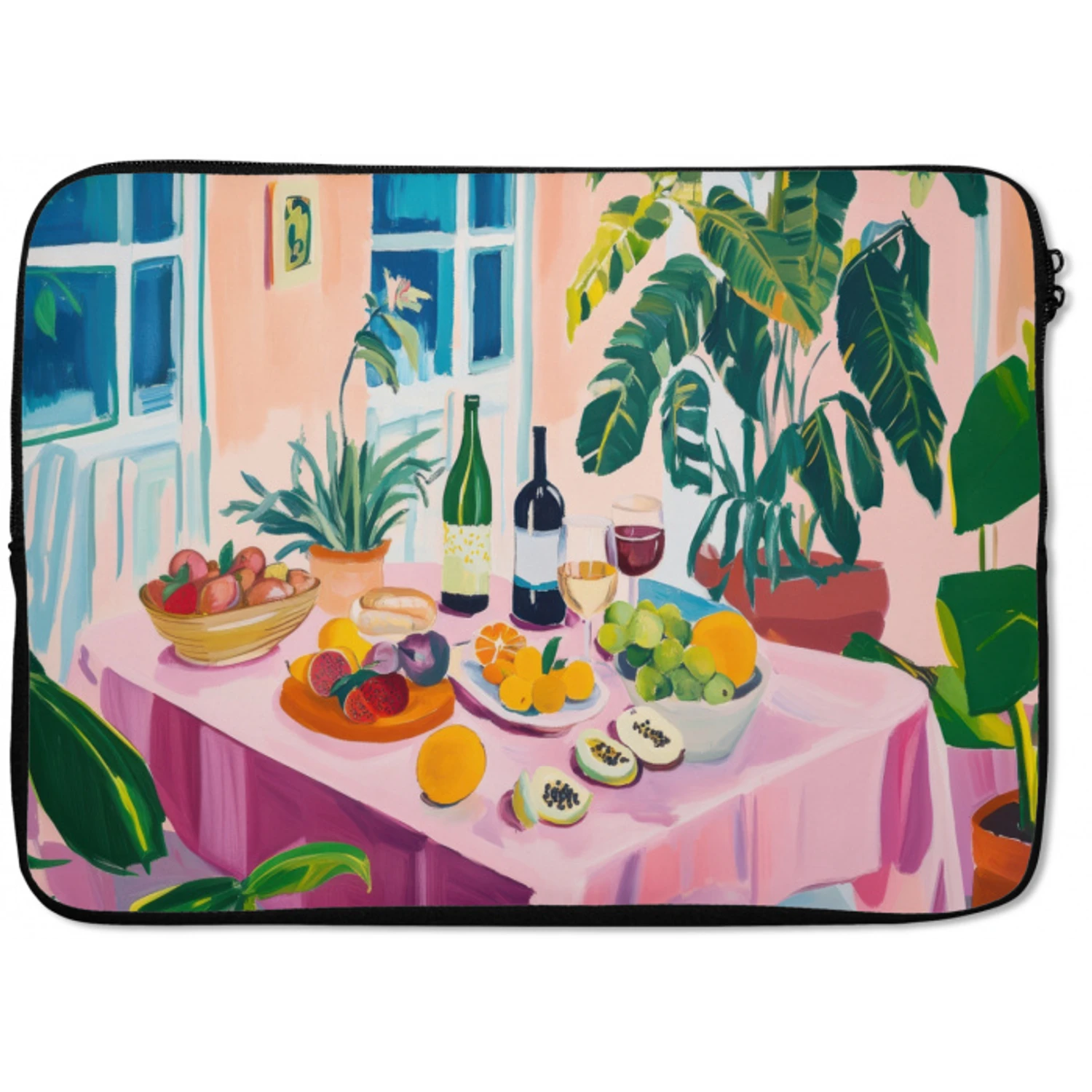 Tafel - Wijn - Fruit laptophoes neopreen klein -zkaufland3dotto