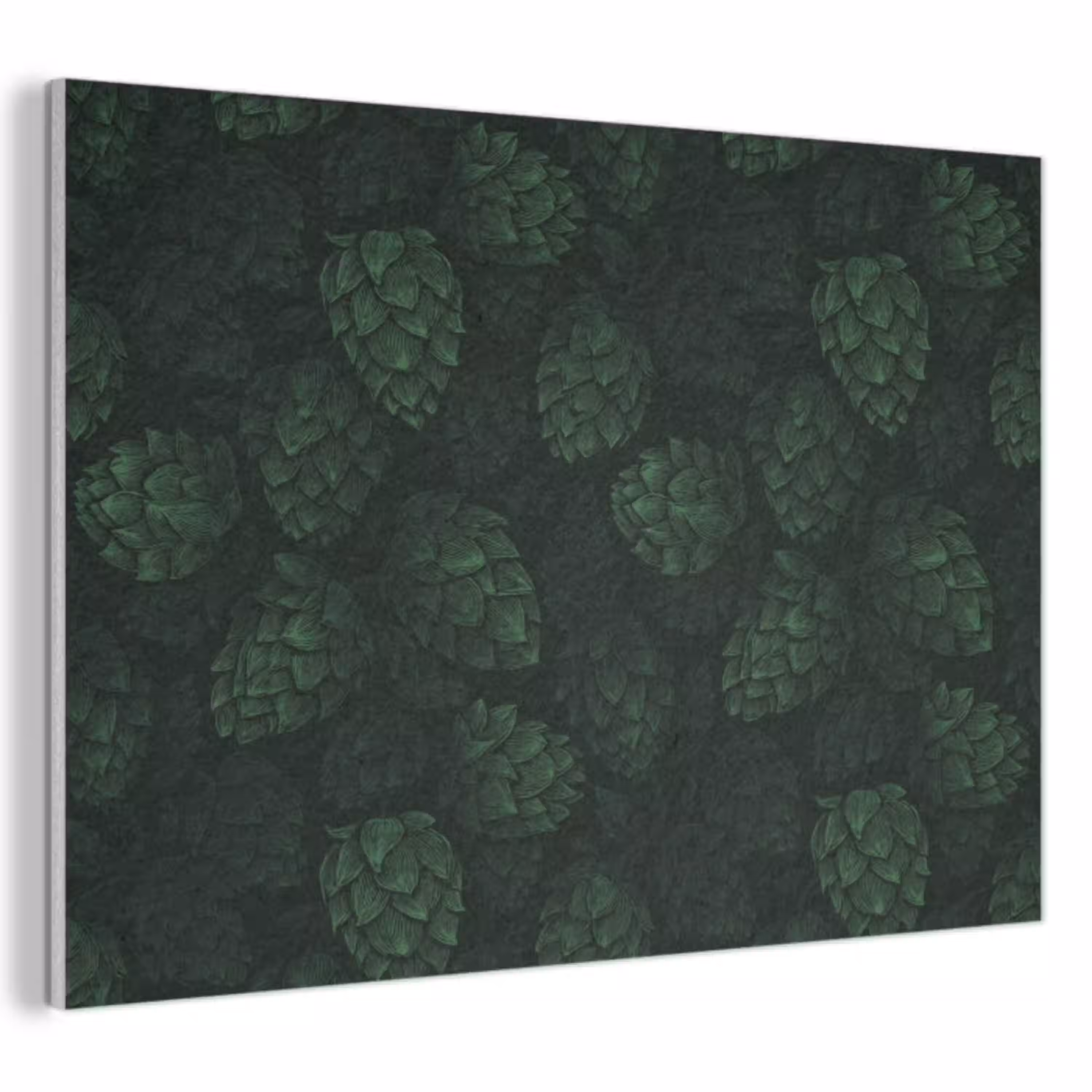 Donker - Groen - Hopbellen - Botanisch - Illustratie PET vilt klein 837 -3d