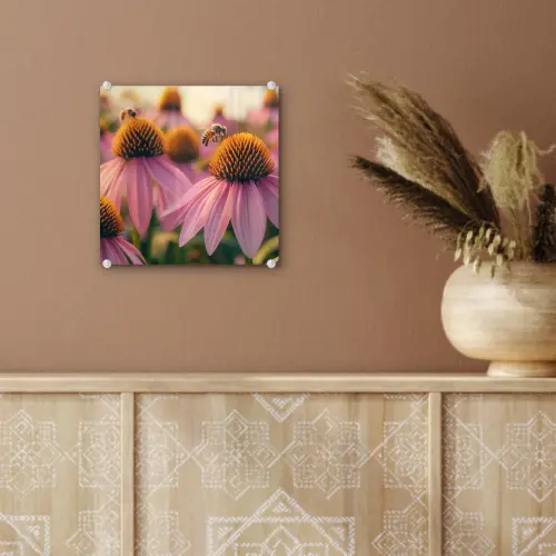 Bloemen - Paars - Bijen plexiglas 5mm klein -sfeer5