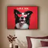 Hond - Hartjesbril - Loveyou - Rood Textielframe zwart klein -sfeer1