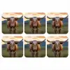 Longhorn - Landschap - Zonsondergang onderzetter kurk middel -3d