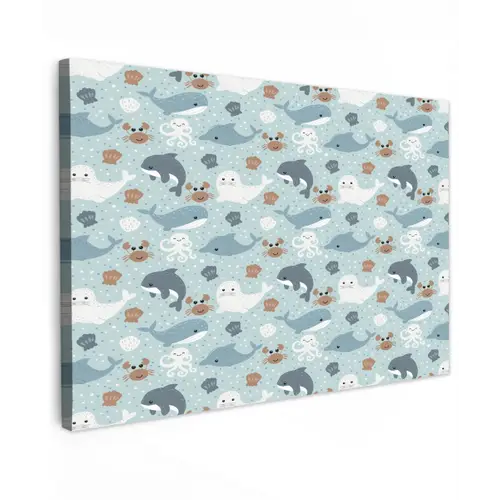 Oceaan - Walvis - Zeehond - Krab Tuinposter op houten frame 2 cm dik klein 845 -3d
