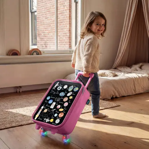 Alfabet in ruimte thema Kinderkoffer - Roze klein -sfeer1