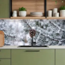 Dennenappel - Tak - Sneeuw - Winter - Sfeervol keuken achterwand 2 middel -sfeer3