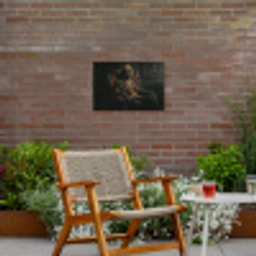 Kat - Pak - Oranje - Sigaar Tuinposter op houten frame 2 cm dik klein -sfeer3