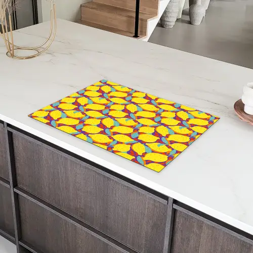 Citroenen - Geel - Stippen - Oranje Inductie beschermer vinyl 3mm klein 276 -sfeer8