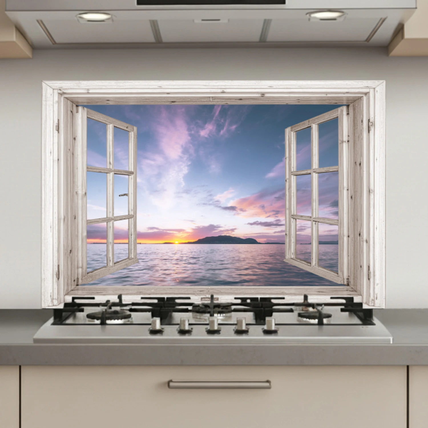 Doorkijk - Zee - Eiland keuken achterwand spatscherm klein -3d_website