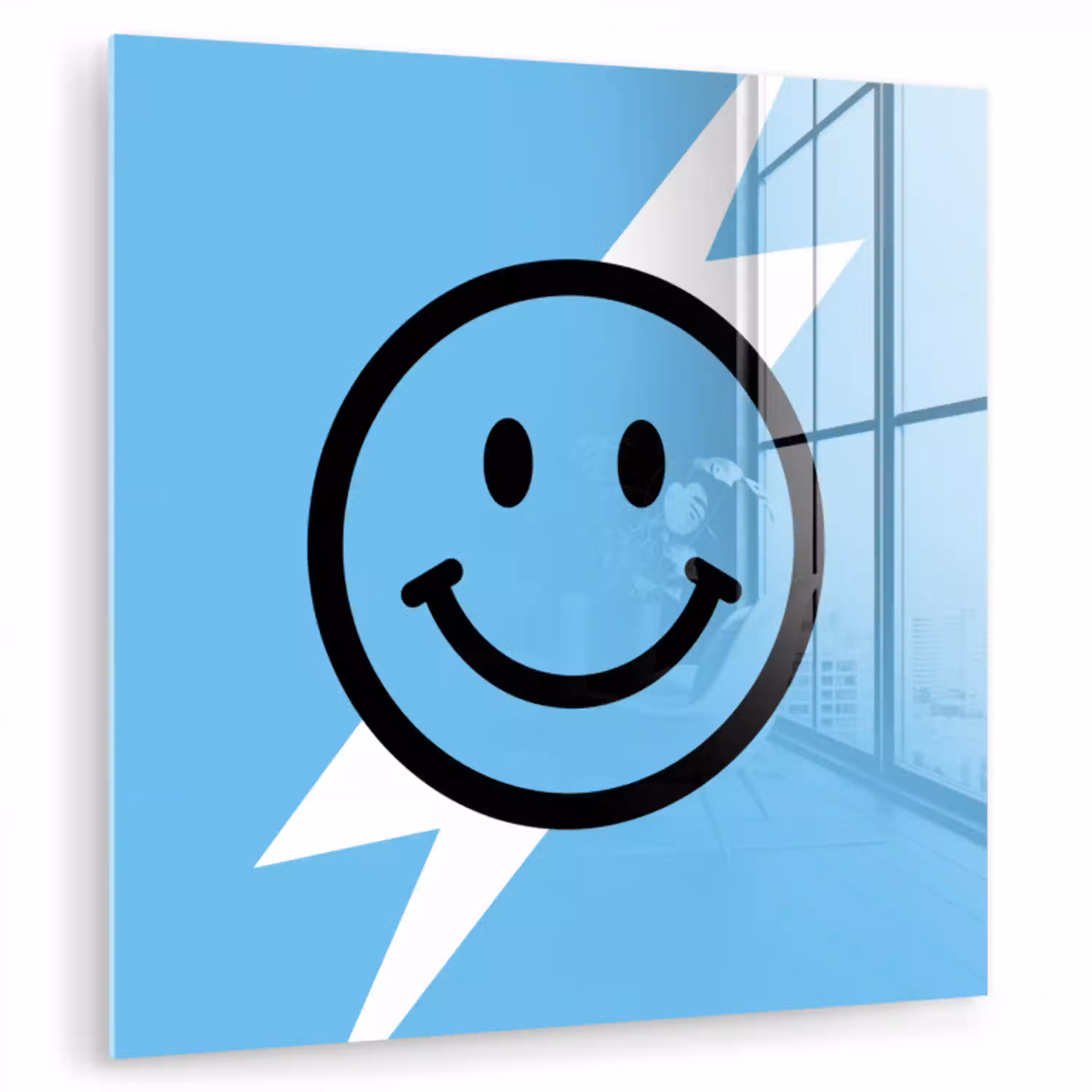 Smiley - Blauw - Bliksem plexiglas 5mm klein -zzzproduct_nieuw