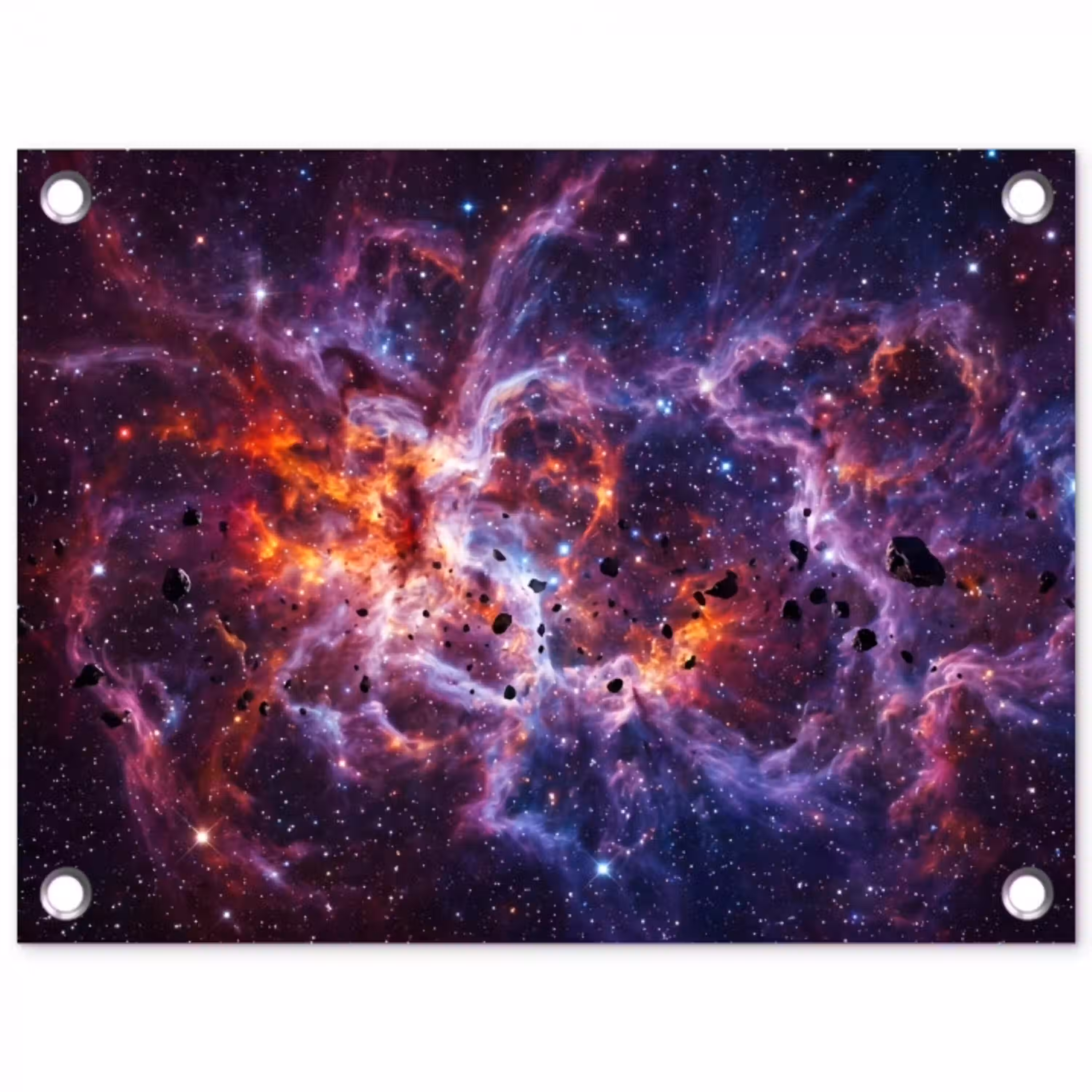 Space - Stars - Abstract - Colorful tuinposter los doek klein -3d