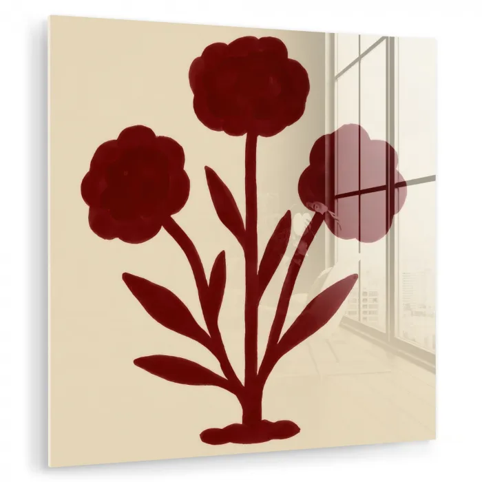 Bloemen - Bladeren - Rood - Minimalistisch plexiglas 5mm klein -zzzproduct_nieuw