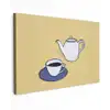 Theepot - Kopje - Beige - Illustratie canvas 2cm klein -z3d