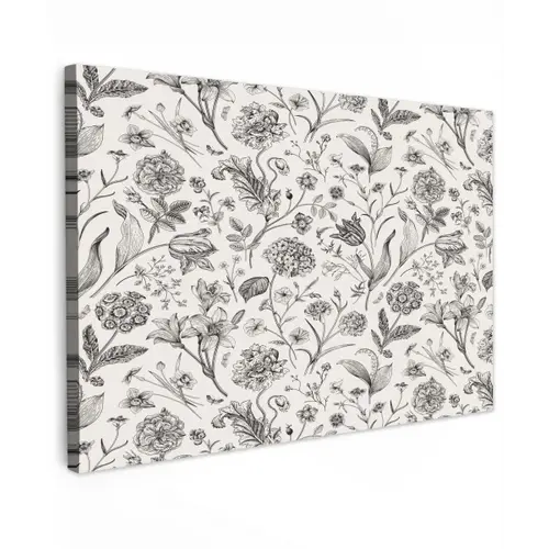 Classic - Black - White - Floral Tuinposter op houten frame 2 cm dik klein 845 -3d
