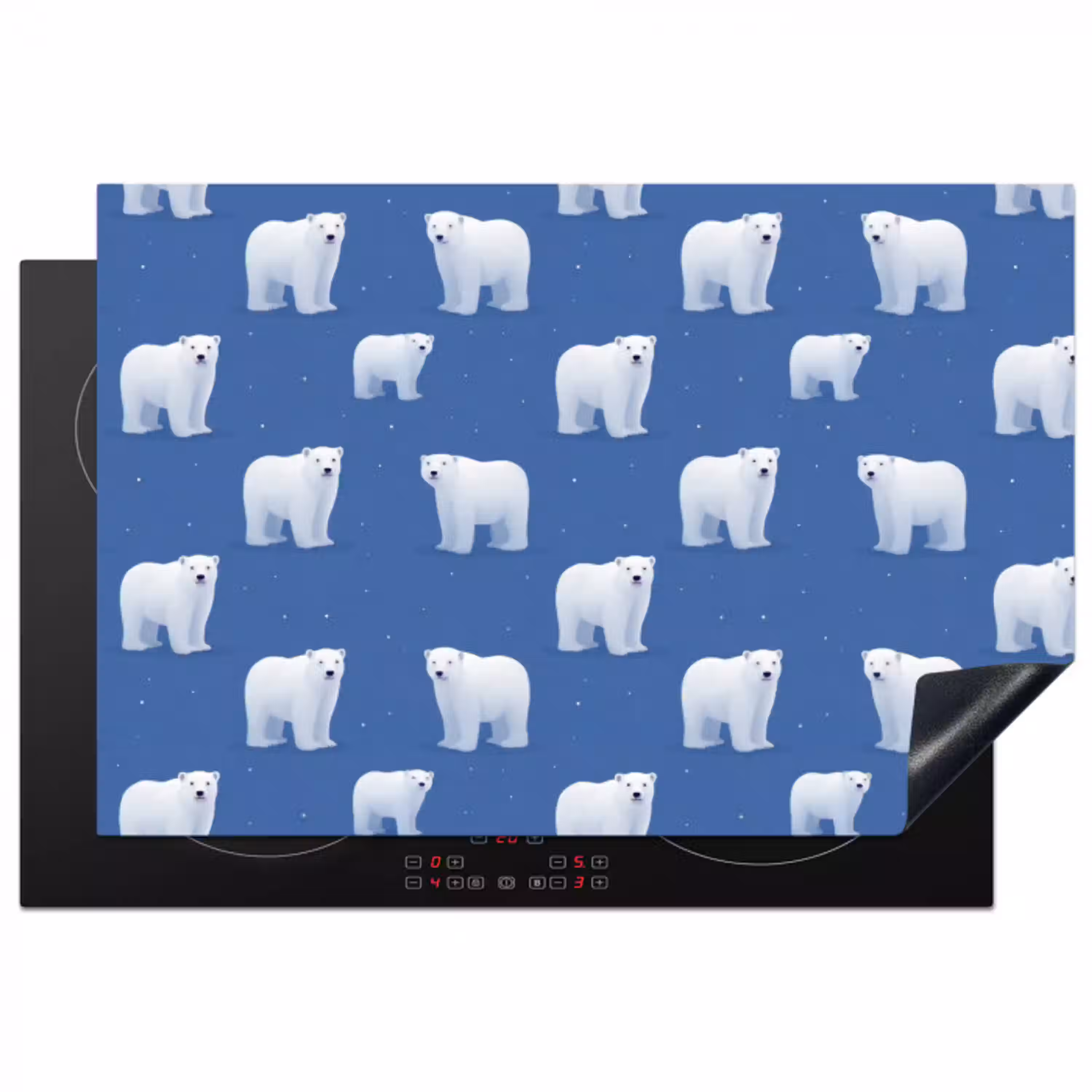 IJsbeer - Patroon - Blauw Inductie beschermer vinyl 3mm klein 276 -3d
