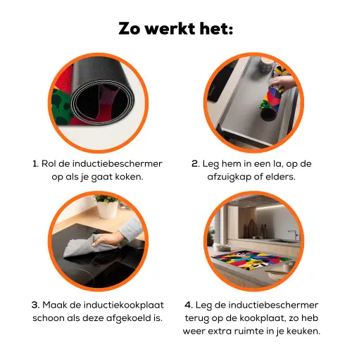 Vormen - Stippen - Kleurrijk Inductie beschermer vinyl 3mm klein -zzzzzzz-td-werking