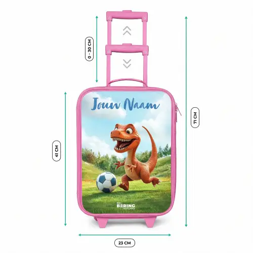 Voetbal - Dino - Sport Kinderkoffer - Roze klein -productfoto_formaten