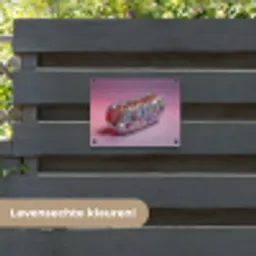 Hotdog - Steentjes - Glitters - Paars tuinposter los doek klein -sfeer3