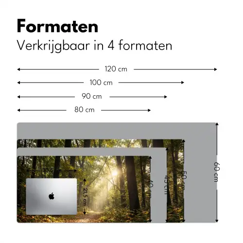 Zonlicht - Bospad - Bomen Muismat XXL klein -sfeer5