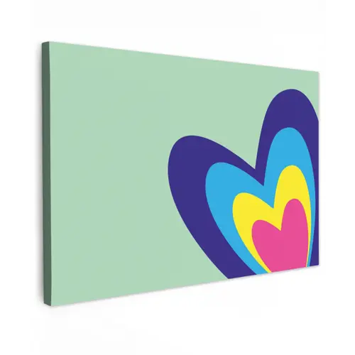 Hartjes - Kleurrijk - Valentijn canvas 2cm klein -z3d