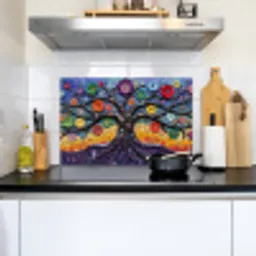 Levensboom - Mozaïek - Bloemen - Kleurrijk - Vrolijk Inductie beschemer met haakjes klein -sfeer2