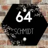 Botanisch - Zwart - Modern Naambord Hexagon klein -sfeer2