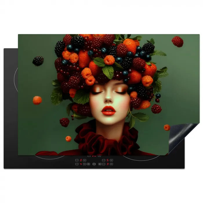 Vrouw - Aardbeien - Frambozen - Bramen - Bessen Inductie beschermer vinyl 3mm klein -3d