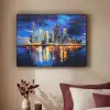 Skyline Toronto - Modern - Stadslicht - Blauw Textielframe zwart klein -sfeer1