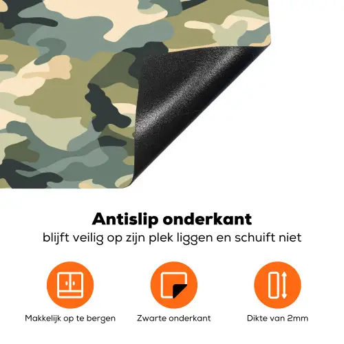 Woestijncamouflage - Zandkleurig - Groen - Patroon Inductie beschermer vinyl 3mm klein 276 -zzzzzzz-td-onderkant