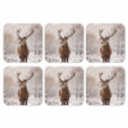 Edelhert - Bos - Sneeuw - Winter - Majestueus onderzetter kurk middel -3d