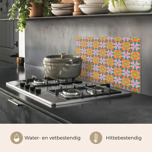 Bloemen - Retro - Patroon - Kleurrijk keuken achterwand spatscherm klein 900 -usp_NL