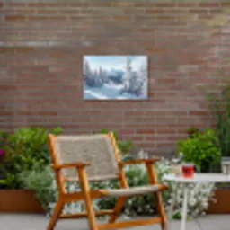 Winterlandschap - Natuur - Berg - Bomen - Sneeuw Tuinposter op houten frame 2 cm dik klein -sfeer3