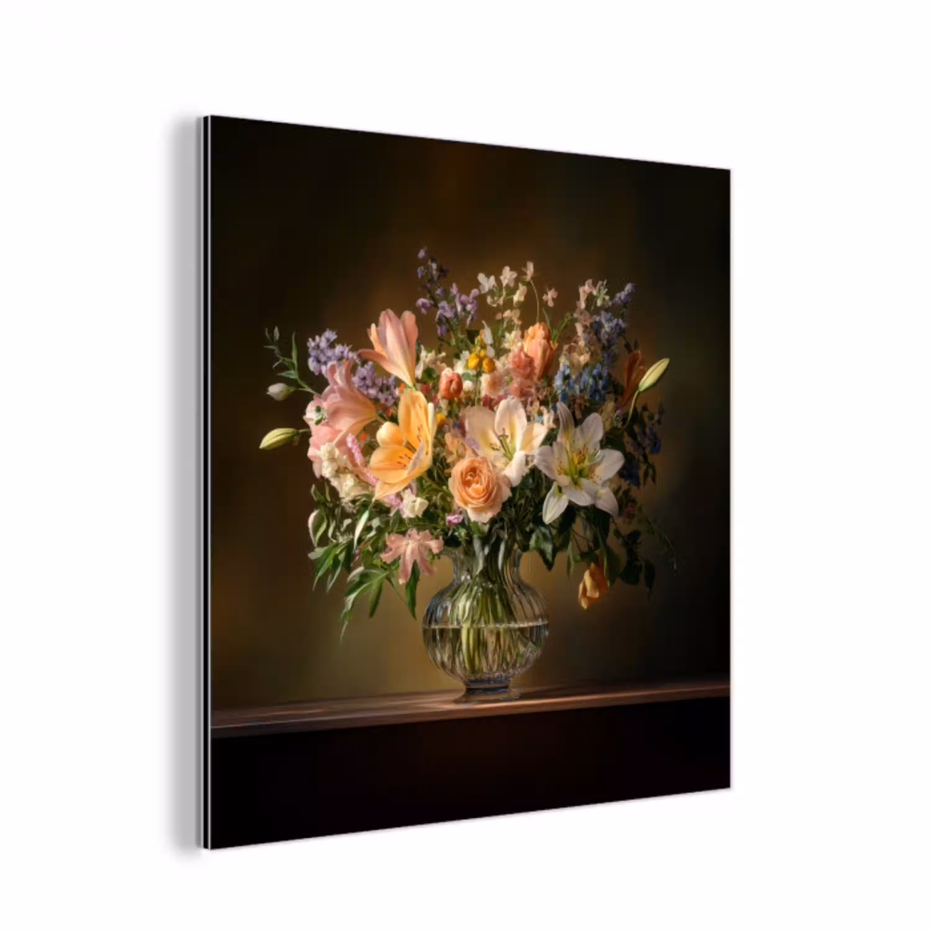 Glazen - Bloemen - Boeket - Kleuren aluminium wit klein -3d