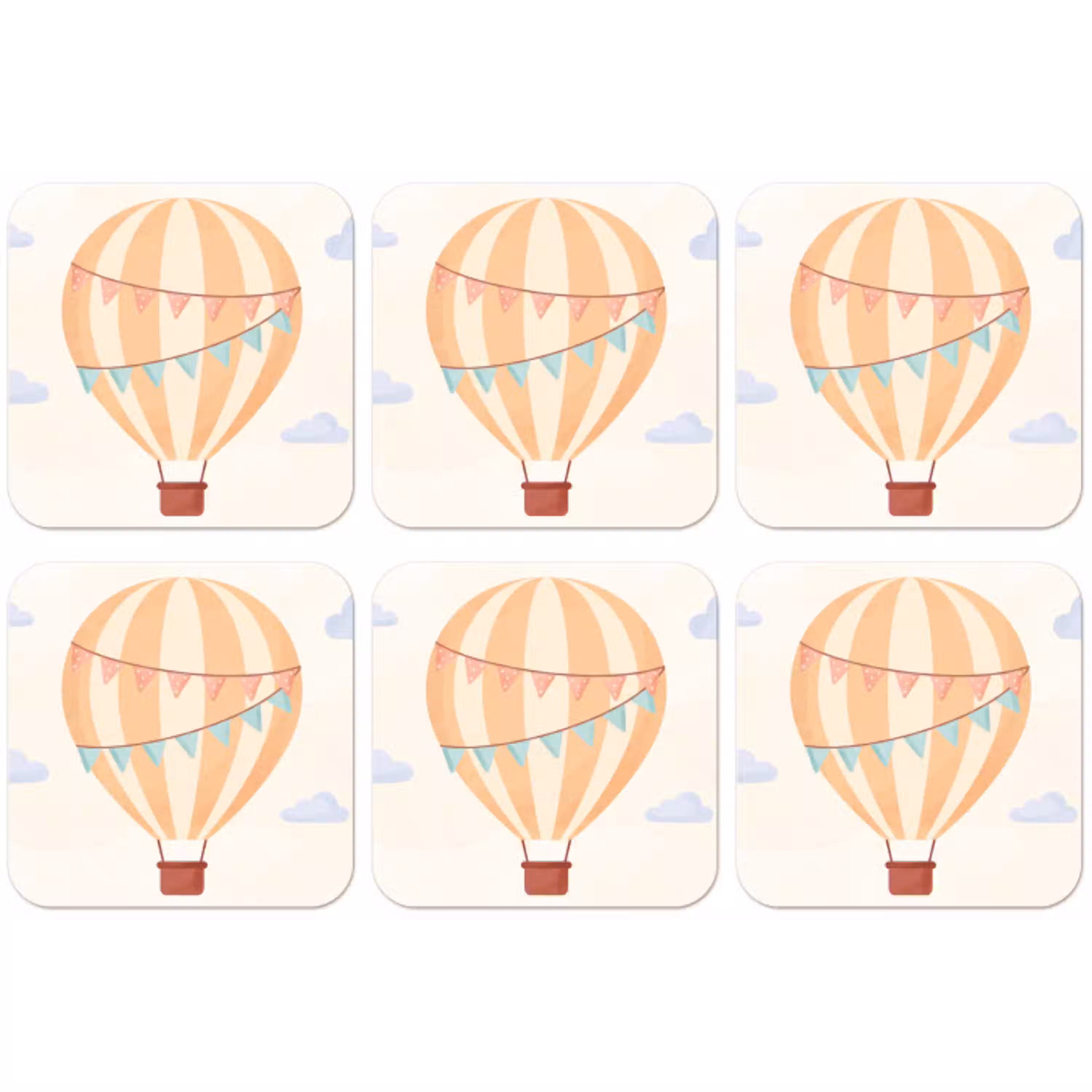 Luchtballon - Wolken - Illustratie - Zacht - Kinderkamer onderzetter kurk middel -zkaufland3dotto