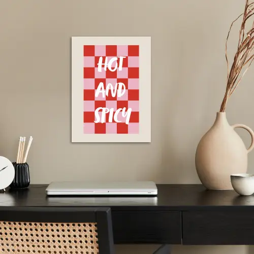 Hot - Spicy - Geruit - Rood poster papier klein -sfeer1